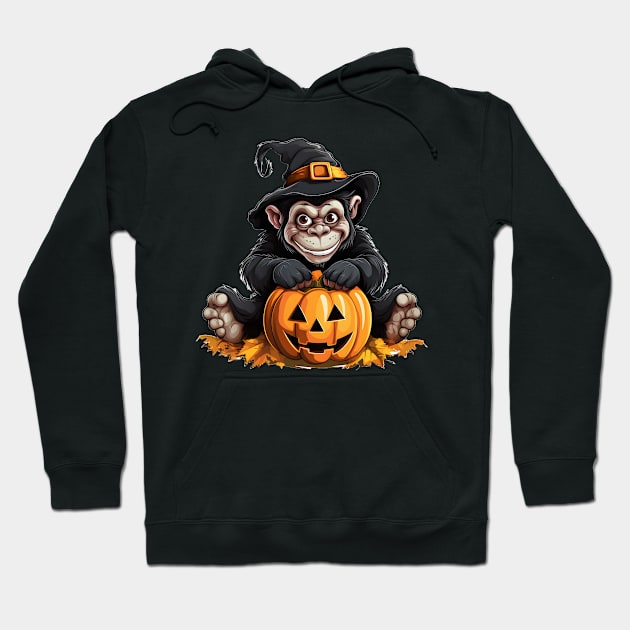 Halloween Pumpkin Monkey Hoodie by Merchweaver